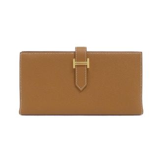 Herm&egrave;s Gold Brown Epsom Leather Long Wallet (Bi-Fold) (Pre-Owned)