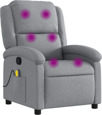 vidaXL Poltrona Massaggiante Reclinabile Grigio Chiaro in Tessuto - Vidaxl