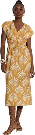 Apricot Palm Geo Smock Waist Dress in Mustard at Nordstrom, Size Xx-Large