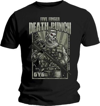 Five Finger Death Punch Mens War Soldier Regular Fit Crew Neck Short Sleeve T - Shirt, Black (Black Black), X-Large (Manufacturer Size:X-Large)