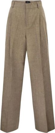 Fay Pant Classico 2 Pinces Gamba Dritta - Dames - Wijde Broeken - Bruin - S - Broeken