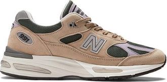 New Balance Unisex Made in UK 991V2 in Beige/Verde/Viola/Grigio, Pelle Scamosciata/Rete, Taglia 38.5