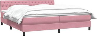vidaXL Cama Box Spring Con Colch&oacute;n Terciopelo Rosa 180x210 Cm Vidaxl