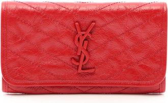 Saint Laurent Red Color Leather Long Wallet (Bi-Fold) (Pre-Owned)