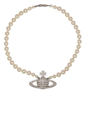 Vivienne Westwood Lustrous Pearl Necklace with Silver-tone Orb Pendant