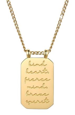 Mantra Kind Heart, Fierce Mind, Brave Spirit - Necklace in Yellow Gold at Nordstrom