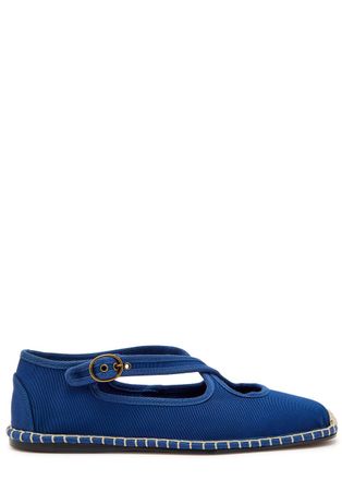 Polo Ralph Lauren Cross-over Grosgrain Espadrille Mary Jane Flats - Navy - 40 (IT40 / UK7)