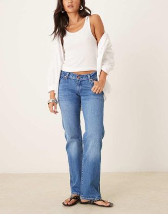 Wrangler Jeans dritti a vita bassa stile cowboy blu laguna