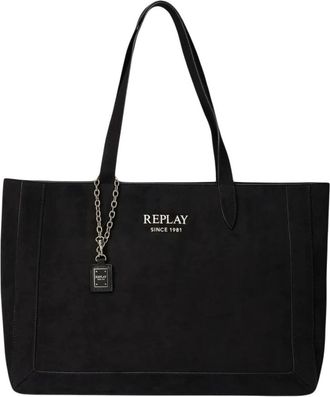 Replay Borsa Tote in Tessuto Sintetico Vellutato - - Bags - Donna - Nero - ONE SIZE