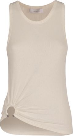 Paco Rabanne Metalen Piercing Katoenen Tanktop - Dames - Tops zonder mouwen - Beige - M - Katoen - Tops