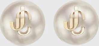 Jimmy Choo London Orecchini a lobo con monogramma JC e perle sintetiche