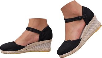 Generic Closed Toe Sandals Women, Womens Espadrilles Low Wedge Heel Sandals Ankle Strap Espadrille Wedge Sandals Dressy Casual Summer Comfortable Platform Wed