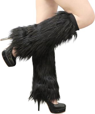 Generic Knit Long Leg Warmers for Women Womens Leg Warmers Furry Leg Warmers Knitted Boot Cuff Cover Socks Ladies Calf Length or Knee High Ballet Dance Skatin