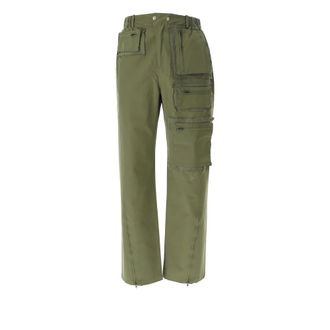 Andersson Bell Wide Trousers, male, Green, Size: XL Raw Edge Multi Pocket Pants
