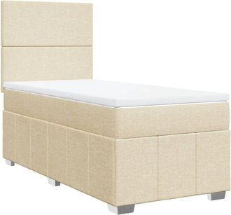 vidaXL Cama Box Spring Con Colch&oacute;n Tela Color Crema 80x200 Cm Vidaxl