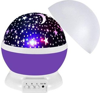 OEM L&aacute;mpara De Noche Con Efecto De Cielo Estrellado Para Ni&ntilde;os, Proyector De Cielo Estrellado, Usb Y Pilas, Para Ni&ntilde;os, Morado, &Oslash;12&times;13 Cm, 1 Unidad
