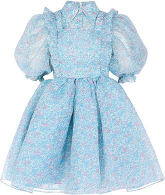 Selkie Womens Puff Sleeves Mini Dress In Storybook