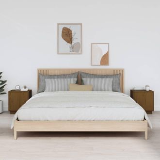 vidaXL Vidaxl - Mesitas De Noche 2 Uds Madera De Pino Marr&oacute;n Miel 40x34x45 Cm