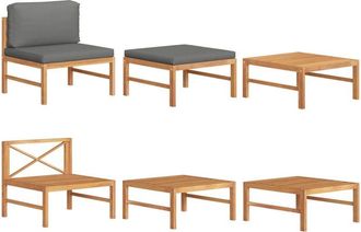 vidaXL Set De Muebles De Jard&iacute;n 3 Pzas Madera Teca Cojines Gris Oscuro Vidaxl