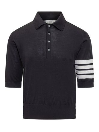 Thom Browne Blue Single Stripes Shirt Collar Polo
