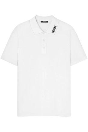 Versace PIQUET POLO WITH EMBROIDERY COLLAR BRANDING Size: L, colour: W