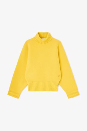 Ganni Yellow Turtleneck in Double Knit - Size XXS Wool