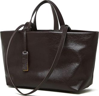 Generic Compatible For Leather Woman Tote Bags Soft Large Capacity Handbags(2907-Coffee)