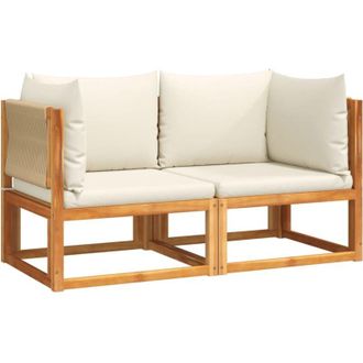 vidaXL Sof&aacute;s De Jard&iacute;n Esquineros Con Cojines, 2 Unidades, Madera De Acacia Y Cuerda Vidaxl