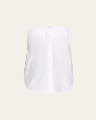 Brandon Maxwell Shea Strapless Button-Down Top