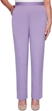 Alfred Dunner Womens Petite Loire Valley Straight-Leg Pants Purple Size 22X5