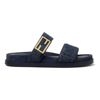 Fendi Sliders, female, Blue, Size: 7 1/2 US Feel