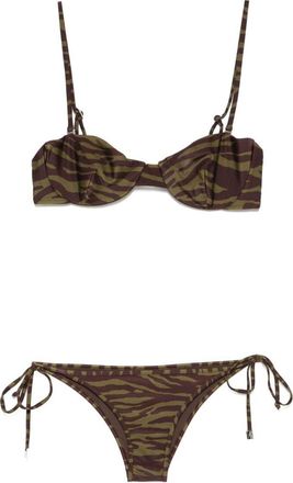 The Attico Brown And Darck Green Bikini Set