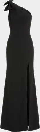 Mac Duggal One-Shoulder Crepe Bow Gown