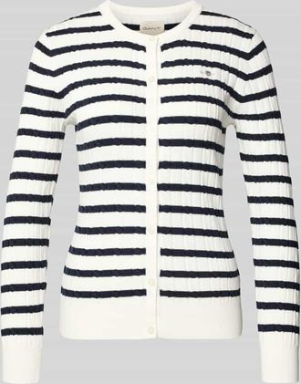 GANT Strickjacke mit Baumwoll-Anteil in Ecru, Gr&ouml;&szlig;e XXL