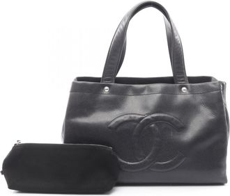Chanel Black Grained Calfskin Handbag Tote Bag (Pre-Owned)
