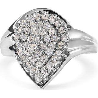 House of Brilliance 10K White Gold 1/2 Cttw Diamond Pear Shaped Cluster Ring at Nordstrom, Size 7