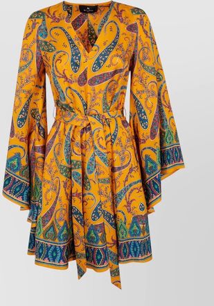 Etro paisley pattern mini dress with belted waist
