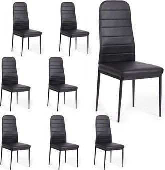 San Marco Sedie cucina e sala da pranzo nere in similpelle 8 sedie