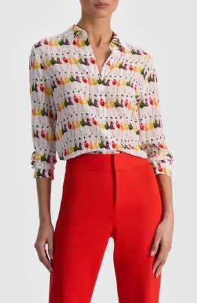 Alice & Olivia Willa Staceface Silk Shirt in Womens Day at Nordstrom, Size X-Large