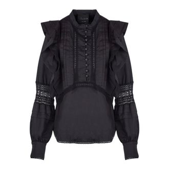 Souvenir Blusa con volant - Blouses & Shirts - Mujer - Negro - XS