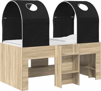 vidaXL Cama Con T&uacute;nel 3 Uds. Sonoma Y Negro Madera De Ingenier&iacute;a Vidaxl