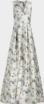Sachin & Babi Brooklynne Floral Satin A-Line Gown
