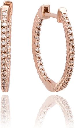 Suzy Levian 14K Rose Gold 3/4cttw TDW Inside Out Diamond Huggie Earrings