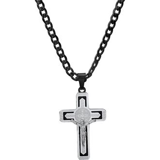 HMY Jewelry Crucifix Pendant Necklace in Silver/Black at Nordstrom Rack