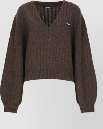 Rotate cable-knit v-neck wool cashmere sweater