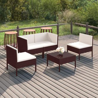 vidaXL 5 Pcs Garden Lounge Set Con Coj&iacute;n Mimbre Pe Brown