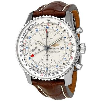 Breitling Pre-owned Breitling Navitimer GMT Chronograph Automatic Silver Dial Mens Watch A2432212-G571-757P-A20D.1