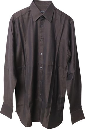 Gucci Pre-owned Womens Herringbone Button Down Shirt in Deep Burgundy Cotton - Size X-Small