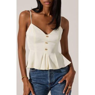 ASTR the Label Paislee Satin Peplum Top in Cream at Nordstrom Rack, Size X-Small