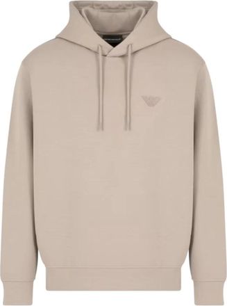 Armani Heren hoodie met klein logo - Heren - Hoodies - Beige - S - Hoodies & sweatvesten